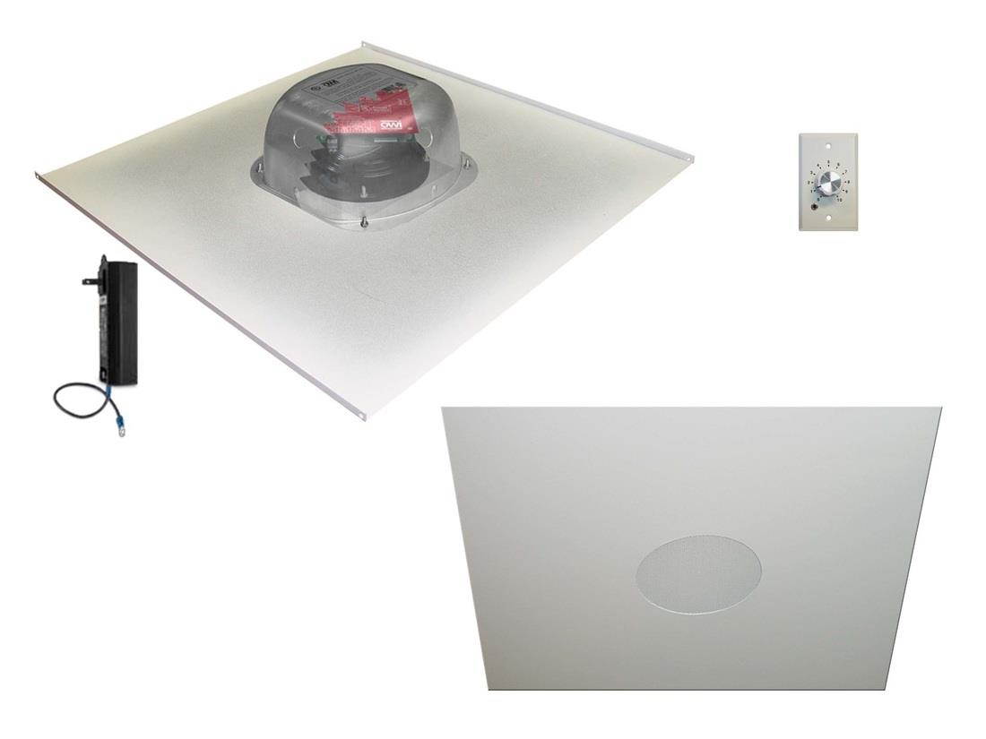 OWI 2X2AMP-HD2S64SVC 6 inch Three Source/Integratable Amplified/2X2 Metal Tile/In Ceiling Speaker with 3x 2X2IC6NA Speakers and Volume Control