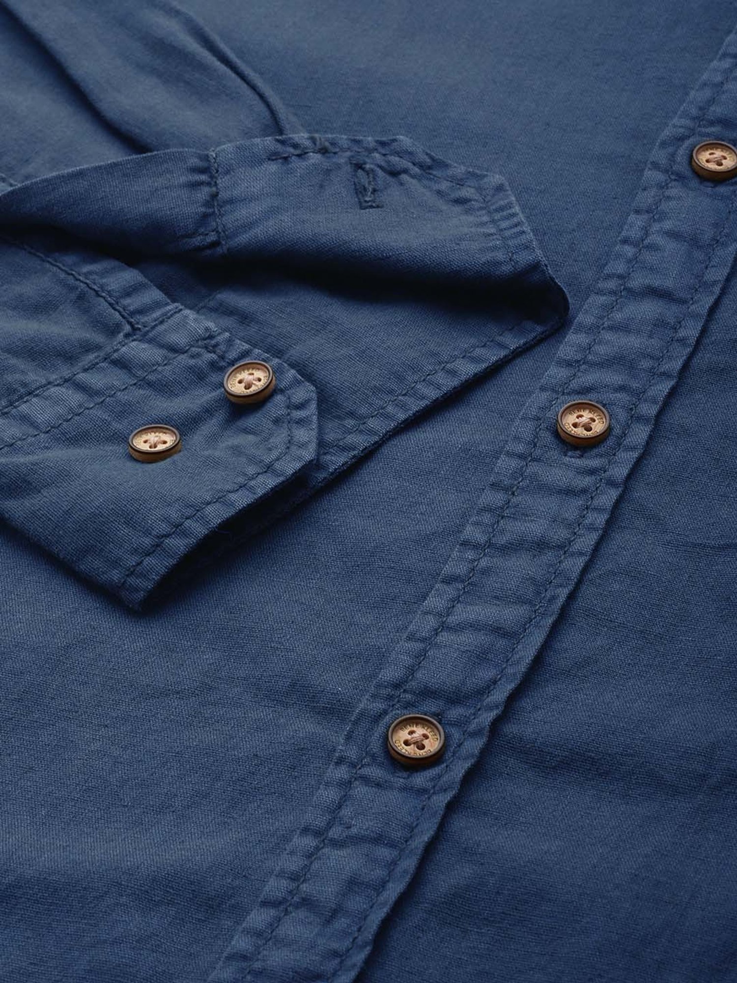 Bene Kleed Blue Regular Fit Cotton Linen Shirt