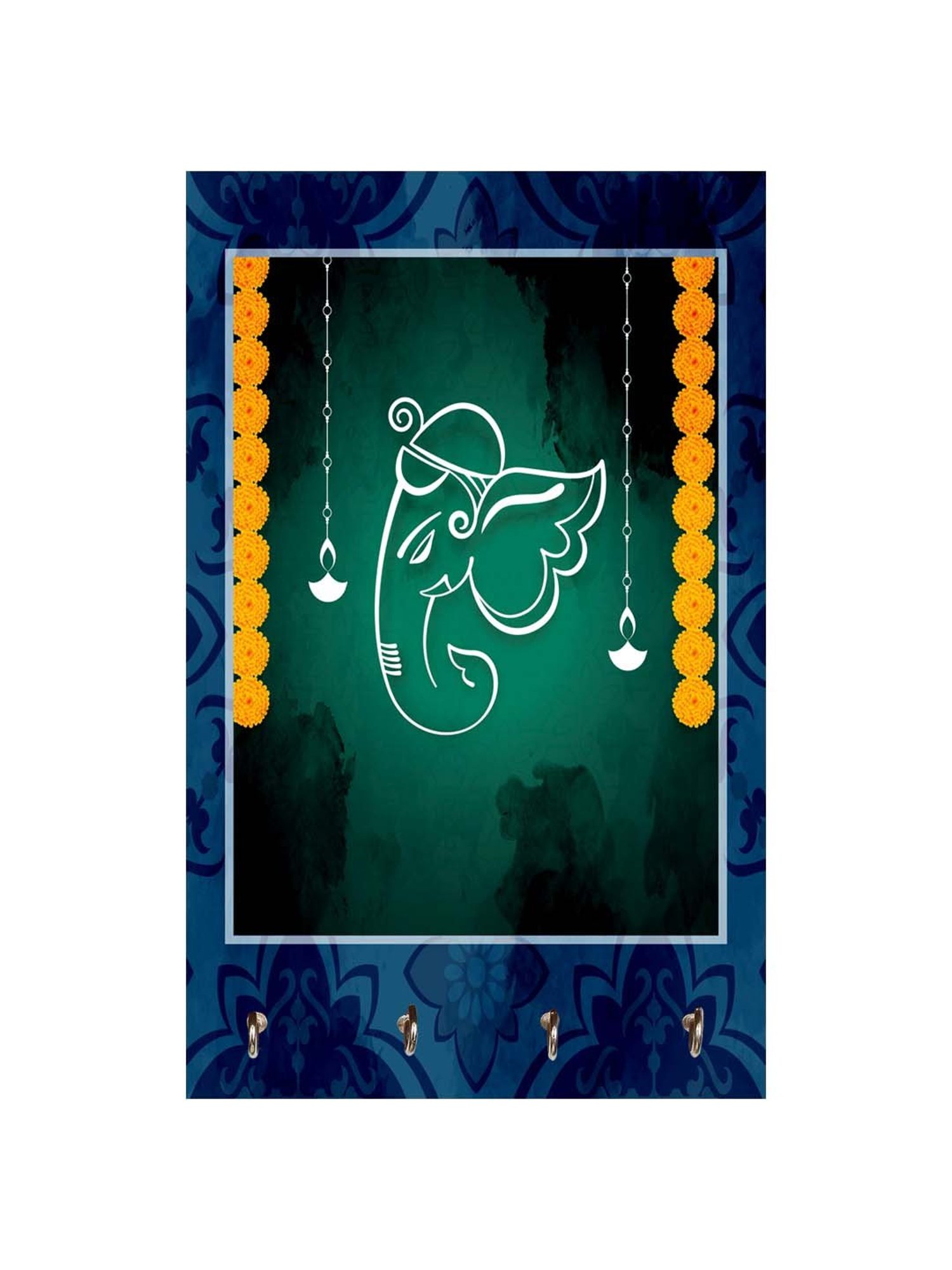 999Store Green & Blue MDF Decorative Wall Mount Key Holder - Set of 1