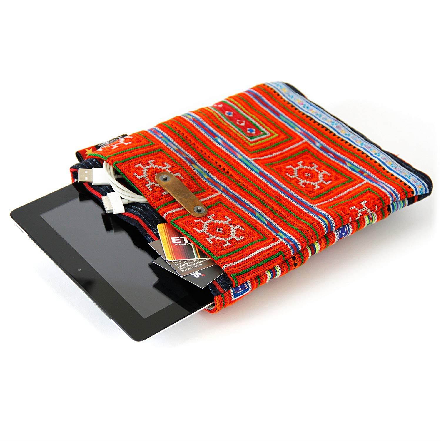 Ethnotek iPad Sleeve/iPad Cover for iPad 2, iPad Air and Similar Sized Tablets, Decorated with Hand-Crafted Fabric from Traditional Weavers (Vietnam 6)