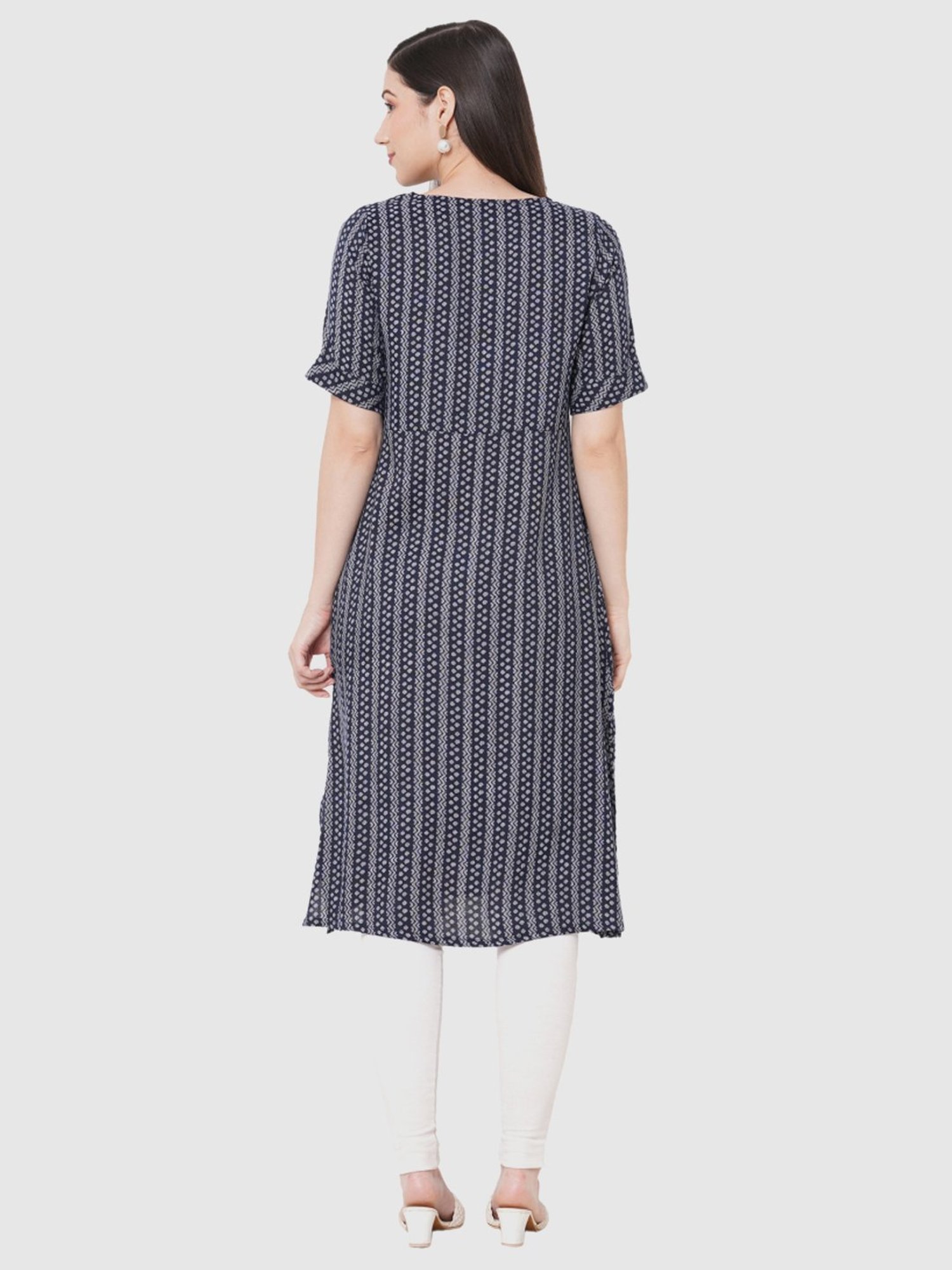 Fusion Beats Black Printed Straight Kurta