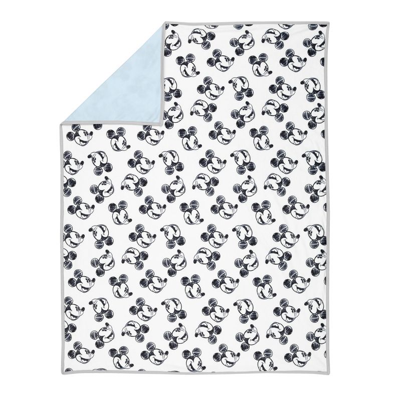 Lambs & Ivy Disney Baby MICKEY MOUSE Baby Blanket - Blue/White Minky/Jersey