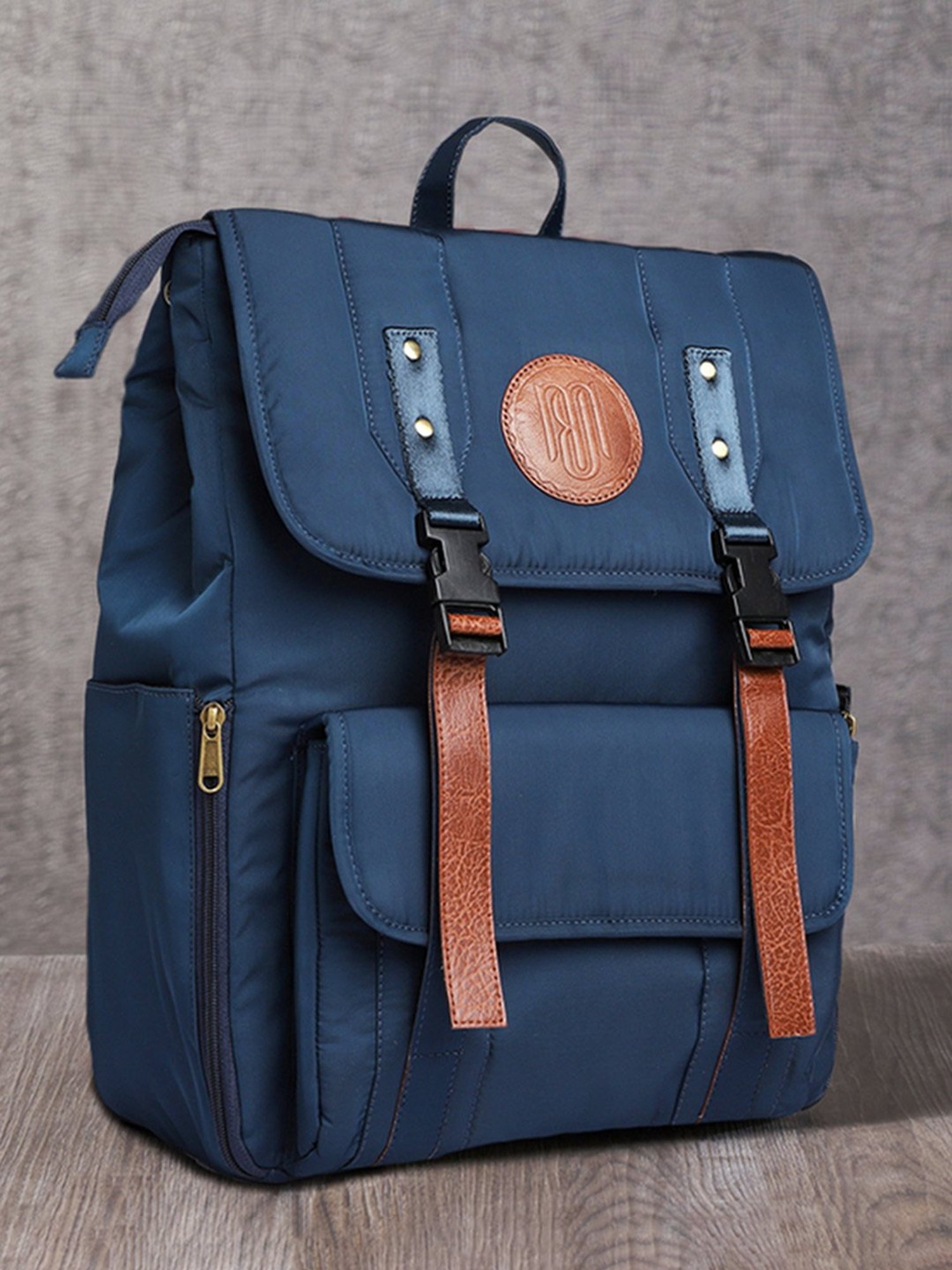 Mona B Navy Blue Large Laptop Backpack