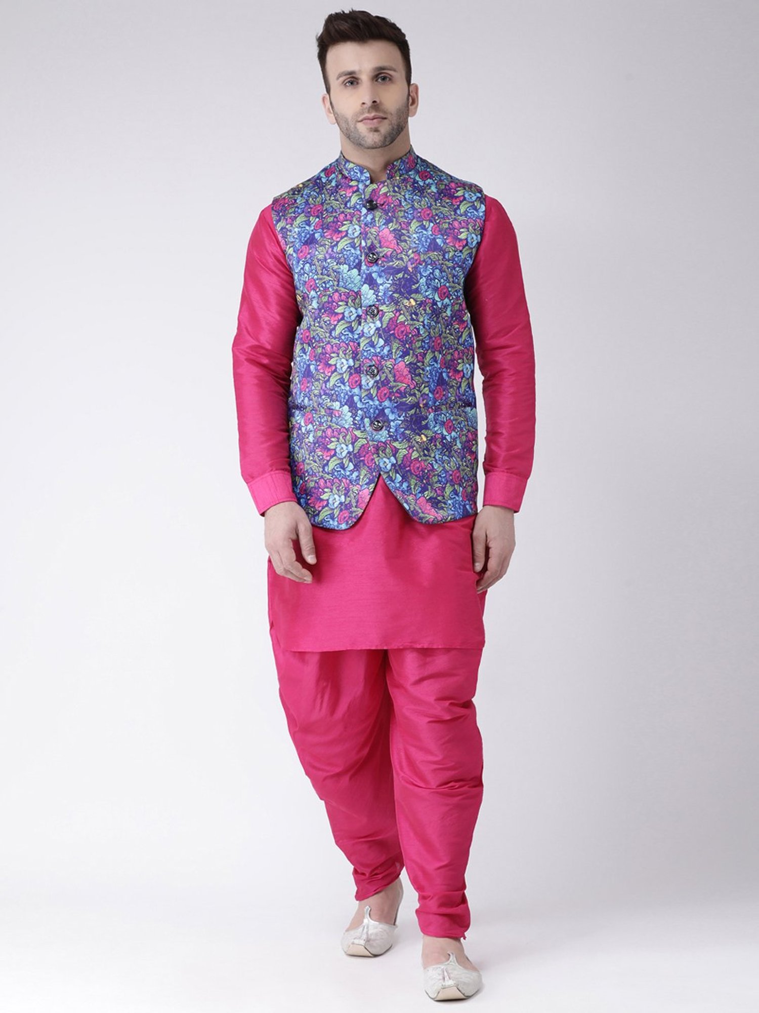Hangup Plus Purple Regular Fit Printed Nehru Jacket