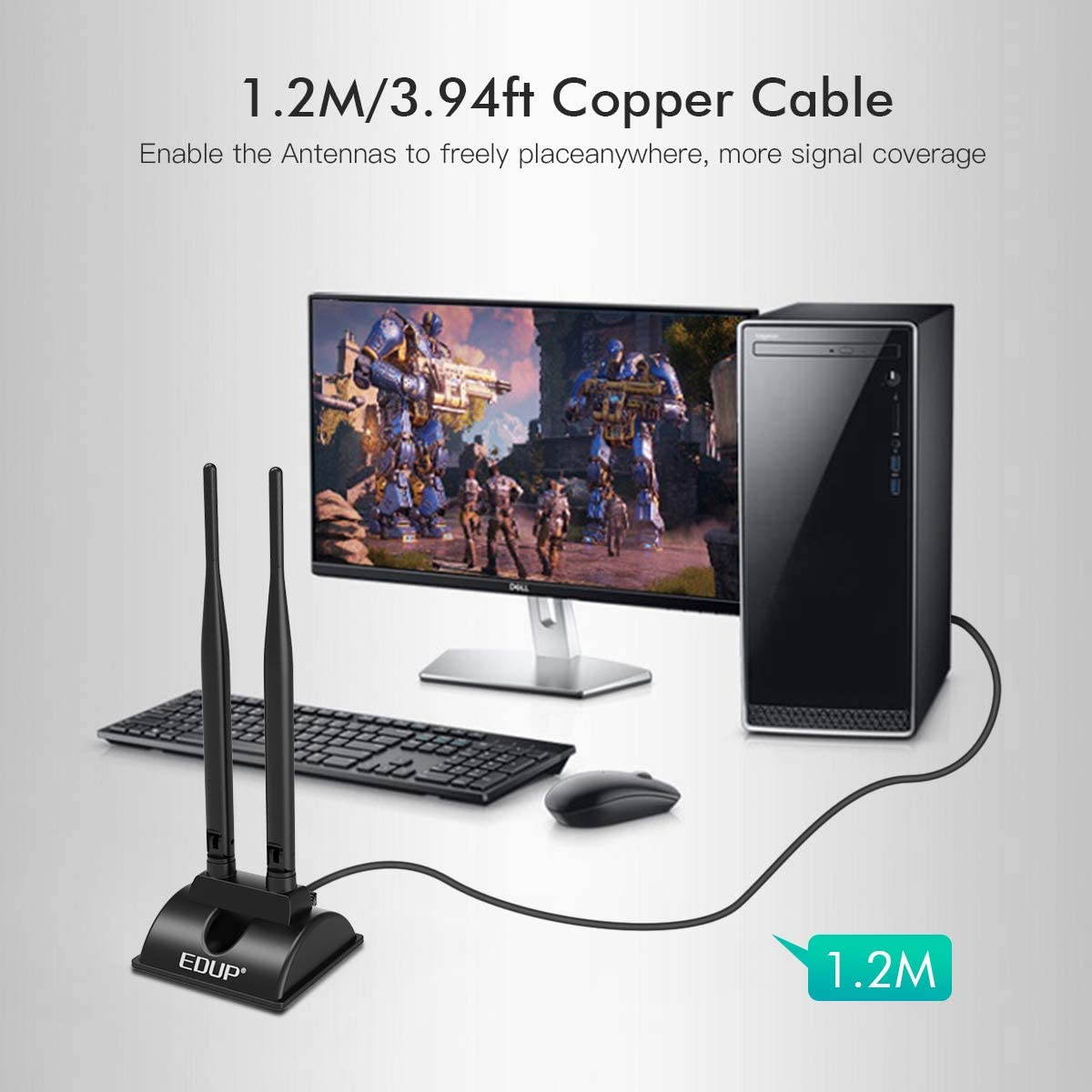 Dual Band WiFi Network Antenna 6dBi with RP-SMA Female Connector, AC 2.4GHz 5GHz Antennas with Magnetic Base Work with PCI-E Wi-Fi Network Card USB WiFi Adapter Wireless Router Extender IP Camera