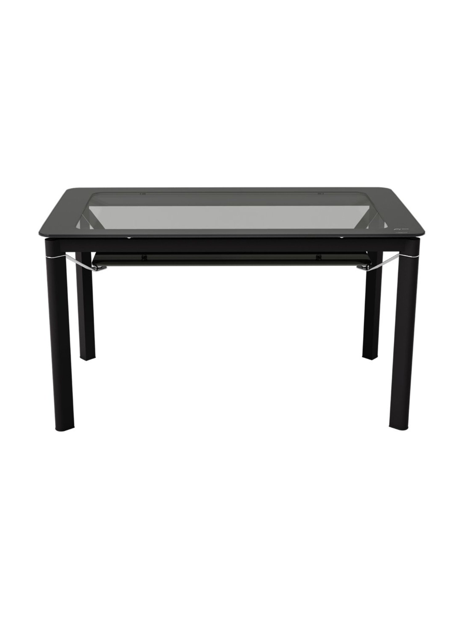 Godrej Interio Brawn Black Tempered Glass 6 Seater Rectangular Dining Table