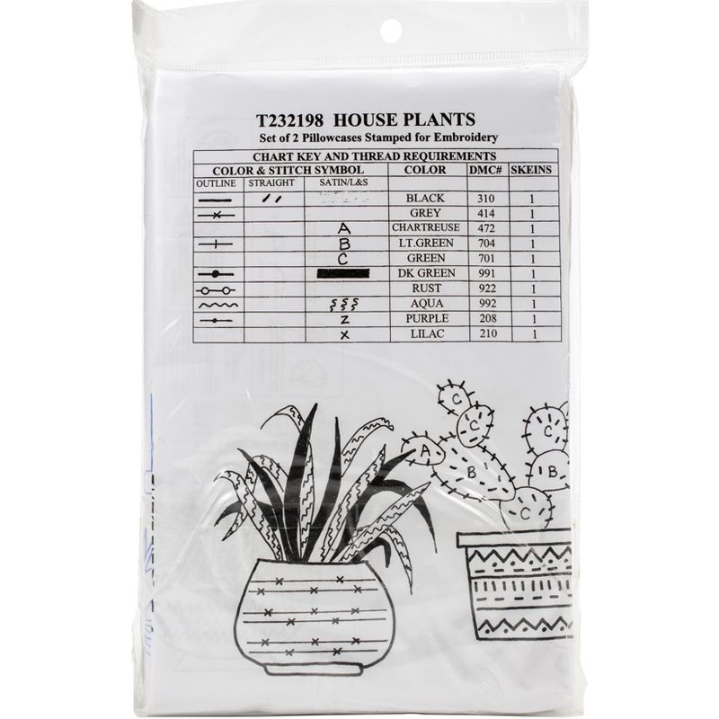 Tobin Stamped For Embroidery Pillowcase Pair 20"X30"-House Plants