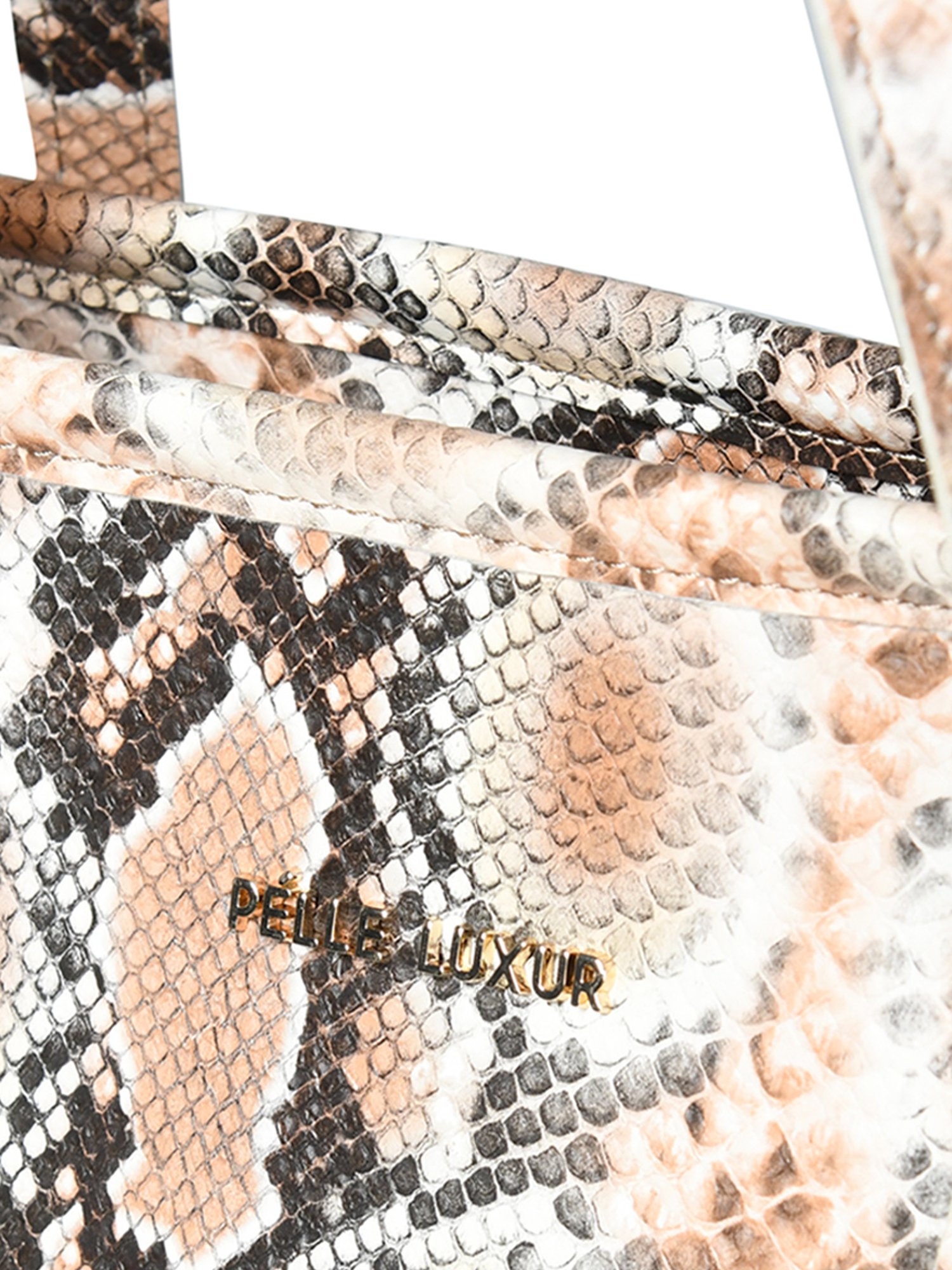 PELLE LUXUR Light Brown Animal Effect Large Handheld Handbag