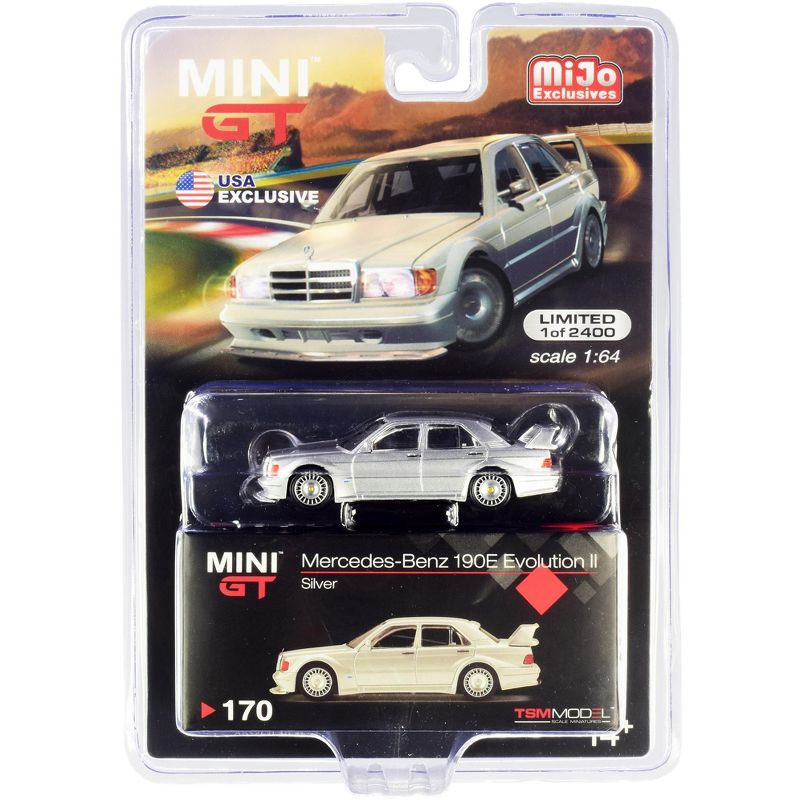 Mercedes Benz 190E Evolution II Silver Limited Edition to 2400 pieces Worldwide 1/64 Diecast Model Car by True Scale Miniatures