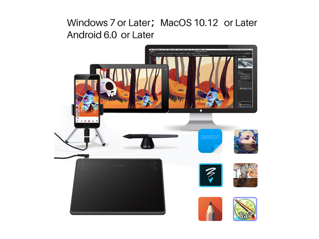 Huion HS64 Digital Graphics Tablets OSU! Drawing Tablet with 8192 Battery-Free Stylus and 4 Express Keys, Ideal Use for Distance Education and Wed Conference