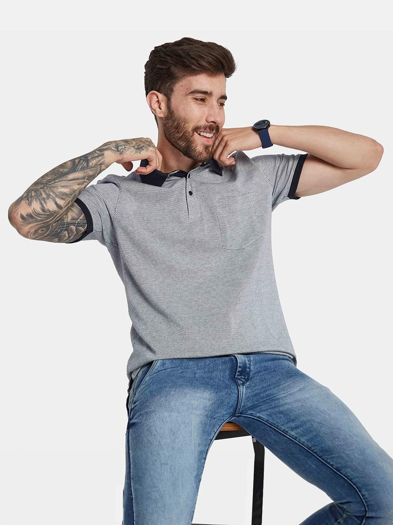 Octave Navy Regular Fit Polo T-Shirt