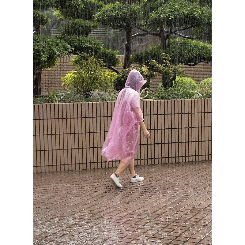 Juvale 48 Pack Adults Rain Ponchos with Hood, Disposable Emergency Raincoat, 4 Assorted Colors