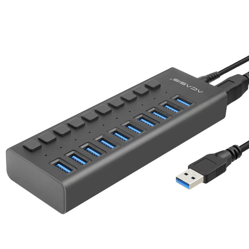 Acasis Multi USB 3.0 Hub 10 ports High Speed With ON OFF Switch Adapter Splitter USB Expander Computer Accessories