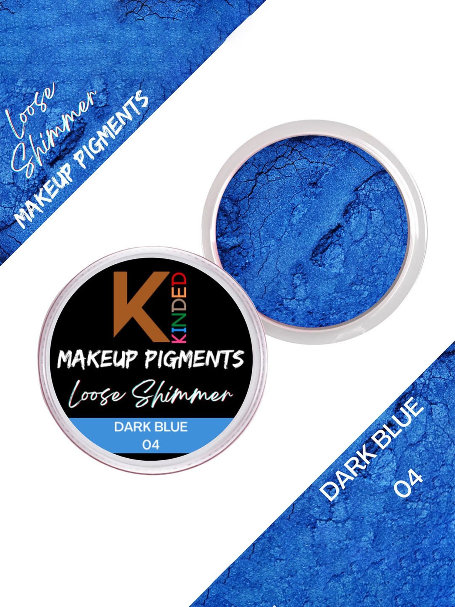 KINDED Loose Shimmer Makeup Pigments Powder Eyeshadow Highlighter 04 Dark Blue - 3 gm
