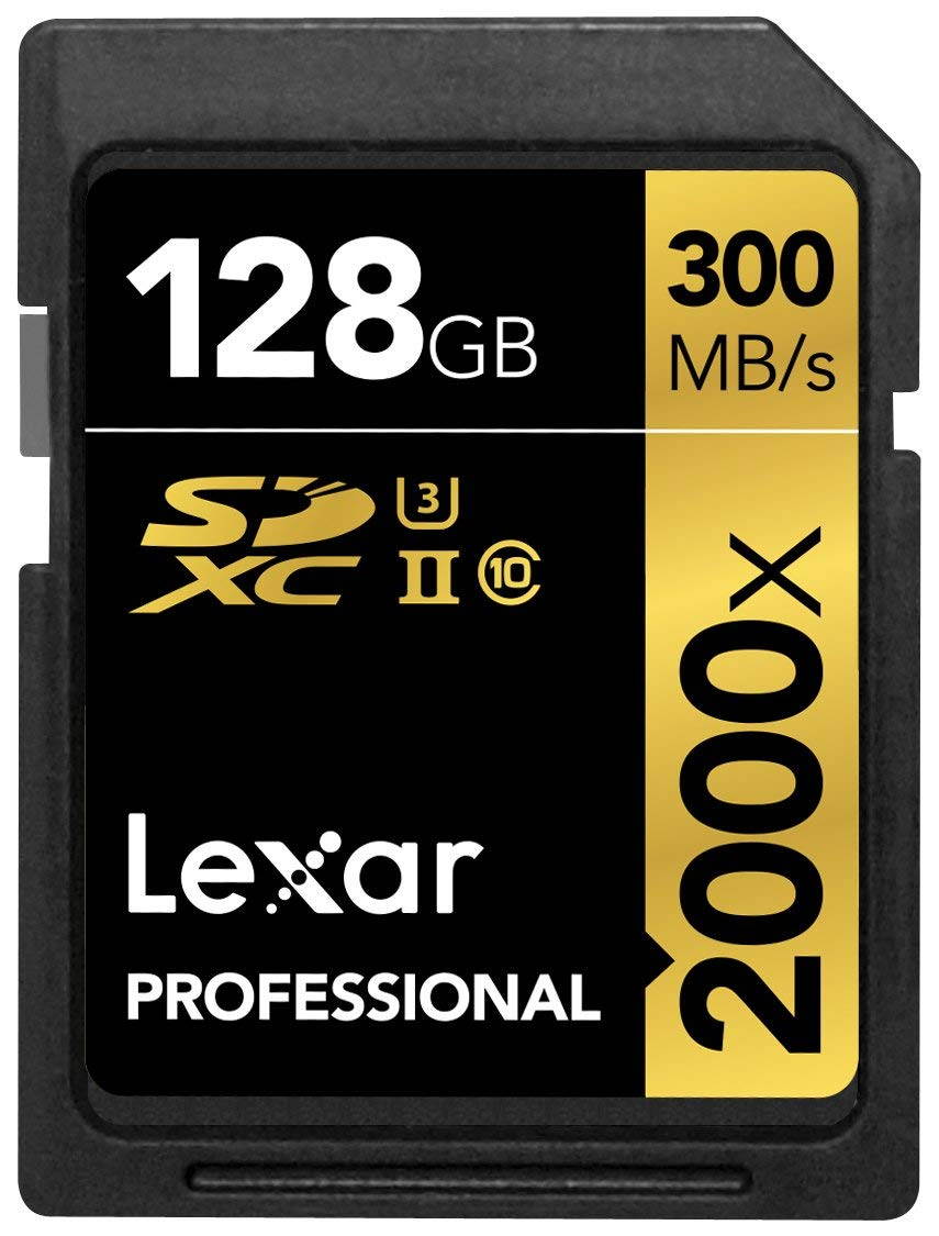 Lexar LSD128CRBANZ2000R CYU 128GB 17p SDXC 2000x r300MB/s w260MB/s Class 10 UHS-II U3 V90 4K Professional Secure Digital Extended Capacity Card w/ SD Reader Retail