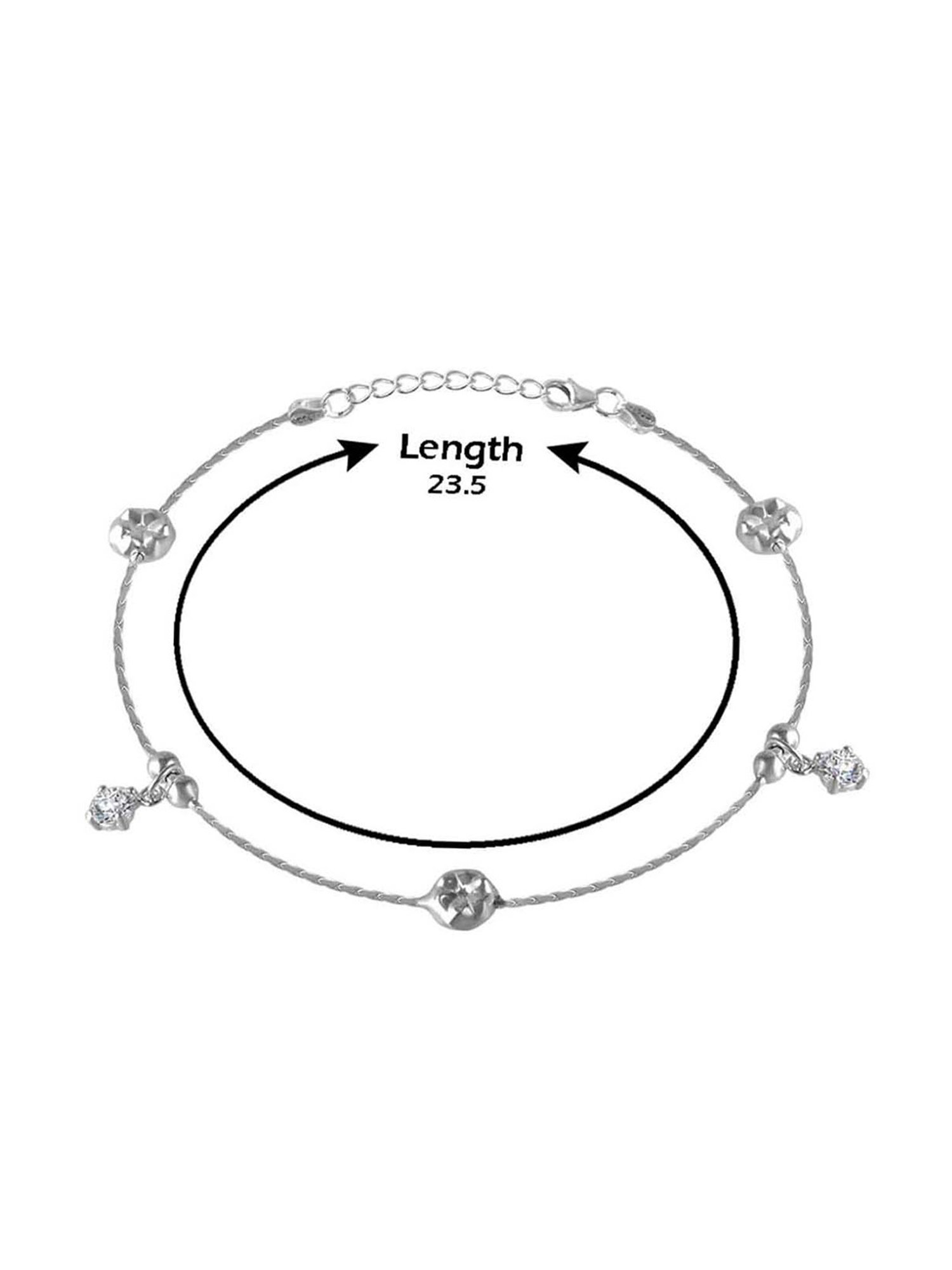 Rihi by P.C. Chandra Jewellers 925 Silver Silver Flower Drop Anklet for Women & Girls