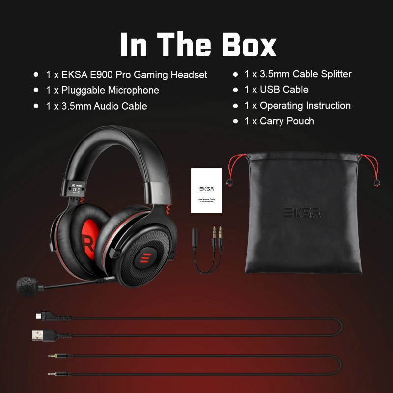 EKSA E900 Pro Gaming Headset Xbox One Headset with 7.1 Surround Sound, PS4 Headset Noise Cancelling Over Ear Headphones with Mic&LED Light Compatible with PC, PS4, Xbox One Controller, Nintendo Switch