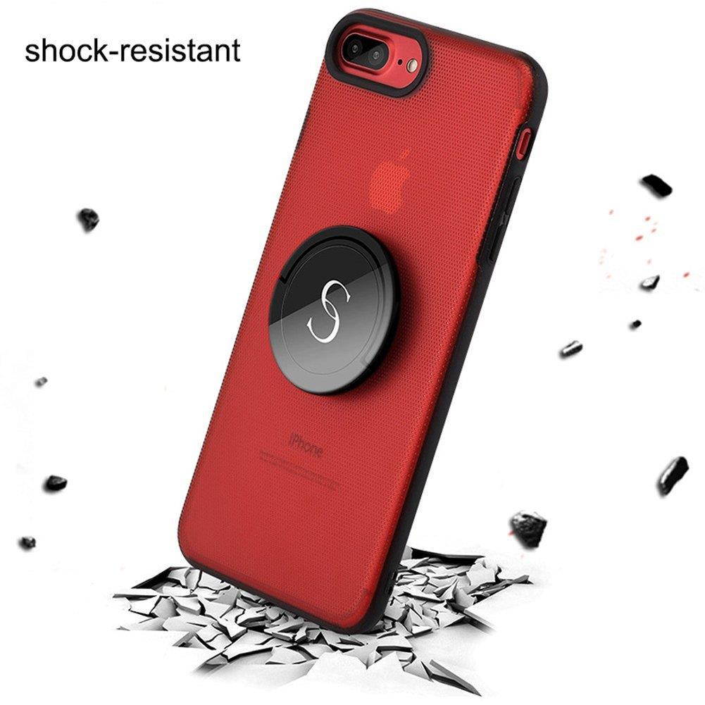 EIGIIS Creative Kickstand Phone Case Ring Holder Case Gyro Spinner Phone Case for iphone 8 Plus (Black)