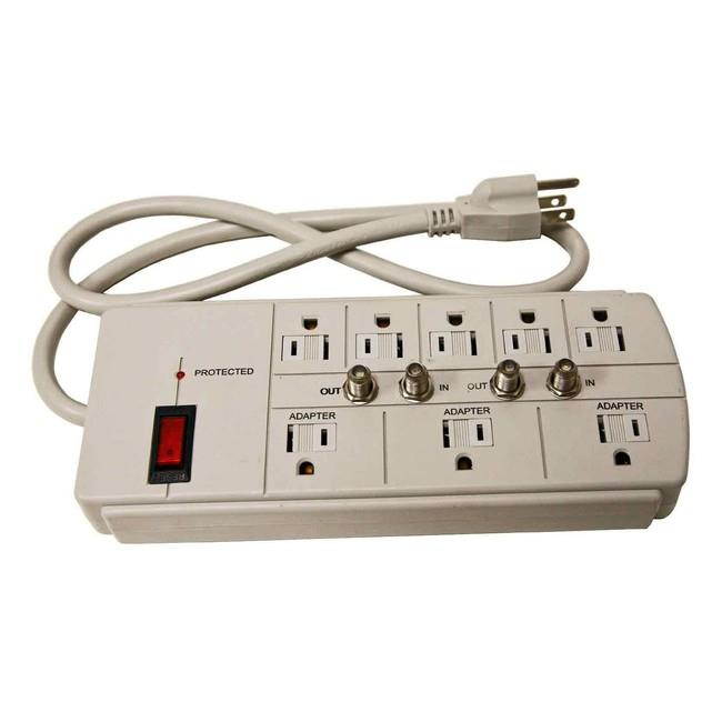 Power Play Products PPP, PP-18926DSSB, Black, 8 Outlet Pinnacle Surge Protector, 3200 Joules, Right Angle Plug