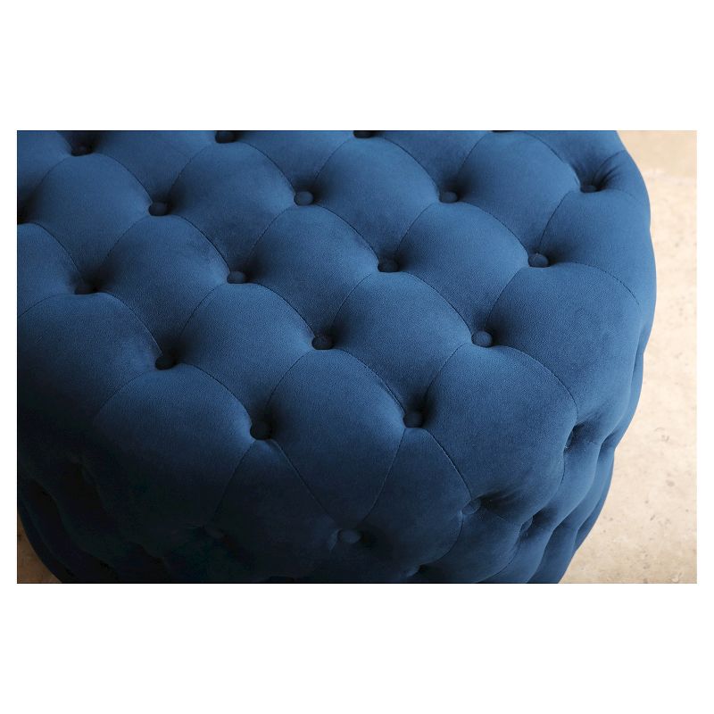 Jemma Tufted Round Velvet Ottoman Blue - Abbyson Living