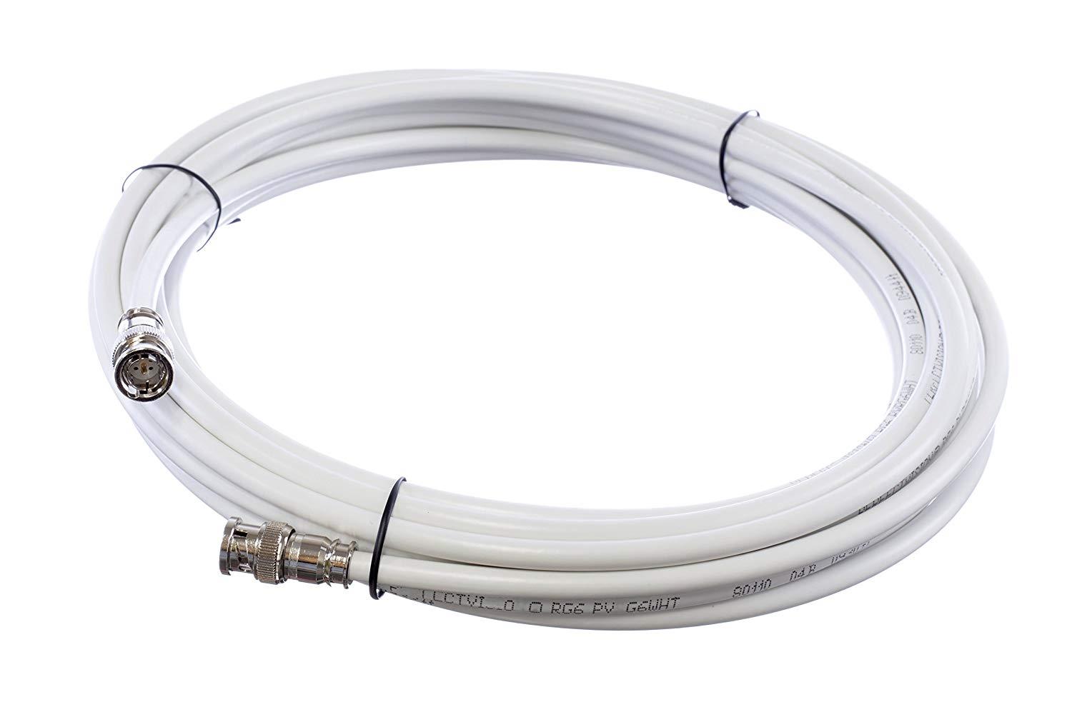 HD SDI Cable | White Coaxial BNC Male to Male 15ft | 75 Ohm 3Gbps