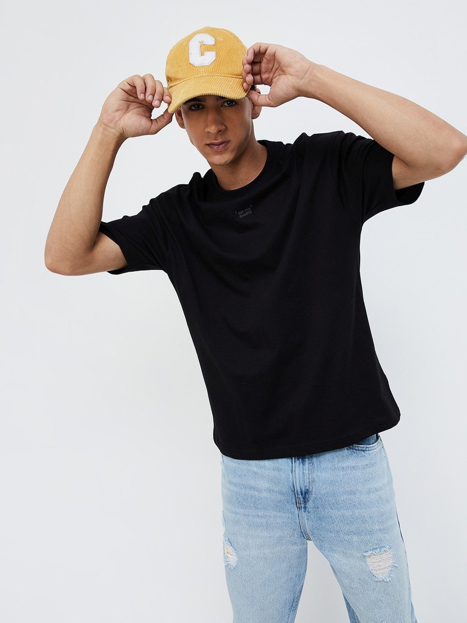 Forca Black Cotton Regular Fit T-Shirt