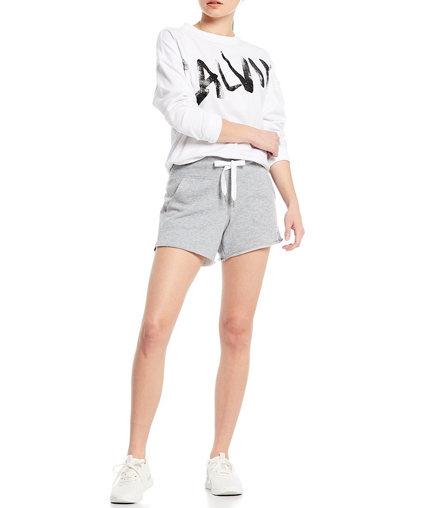 Calvin Klein Performance Brush Calvin Logo Long Sleeve Rolled Cuff Crop Top