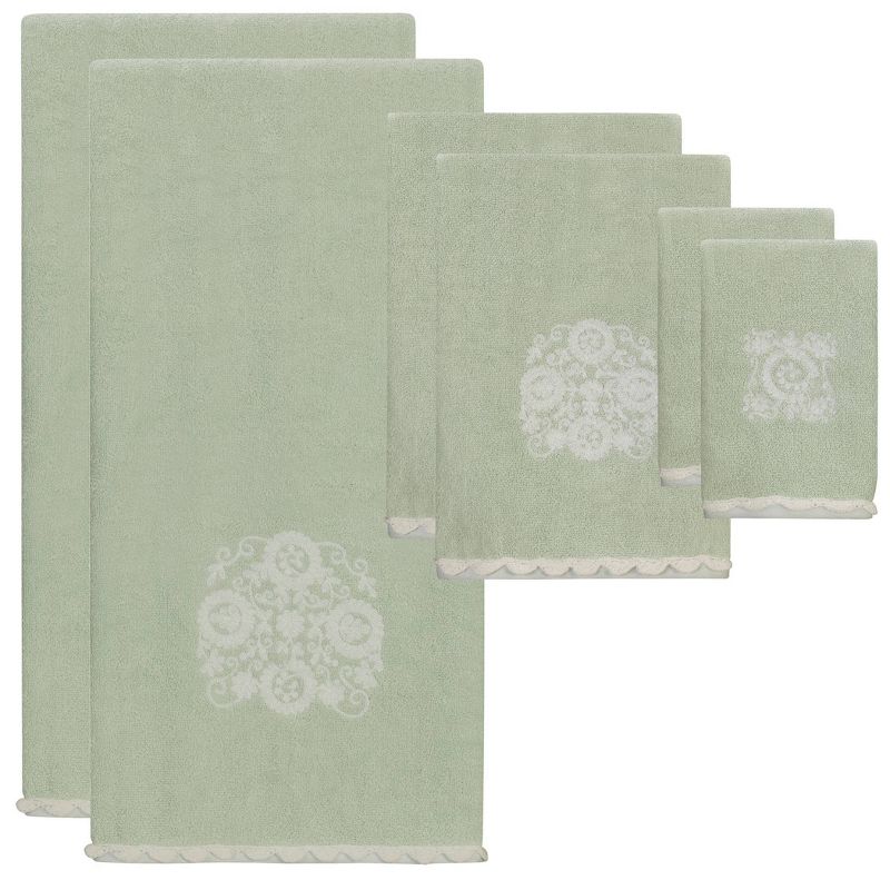 6pc Boho Towel Set Light Gray/White - Creative Bath