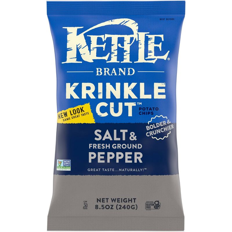 Kettle Krinkle Cut Salt & Fresh Ground Pepper Potato Chips - 8.5oz