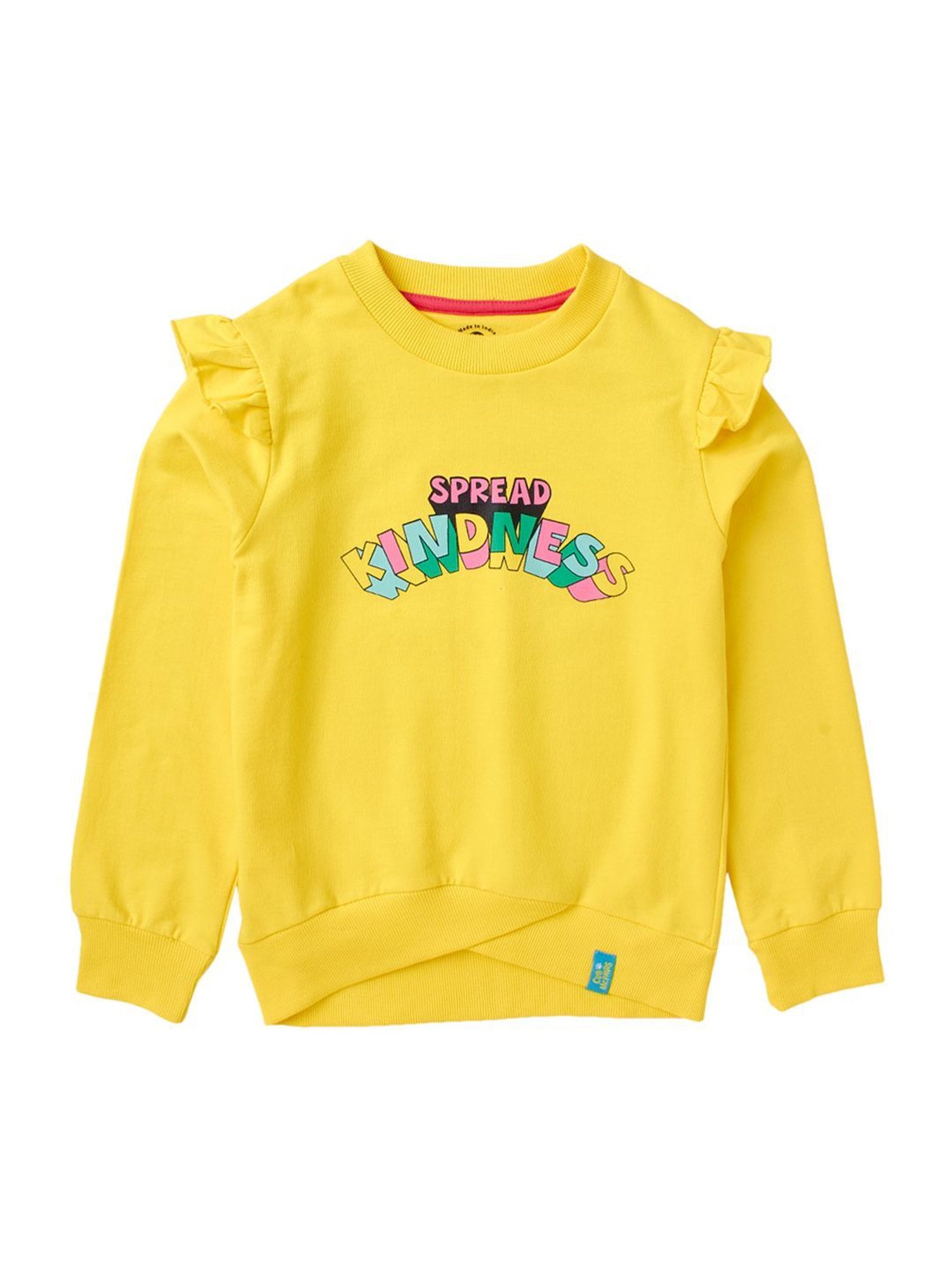 Cub McPaws Kids Yellow Cotton Printed Full Sleeves Sweatshirt