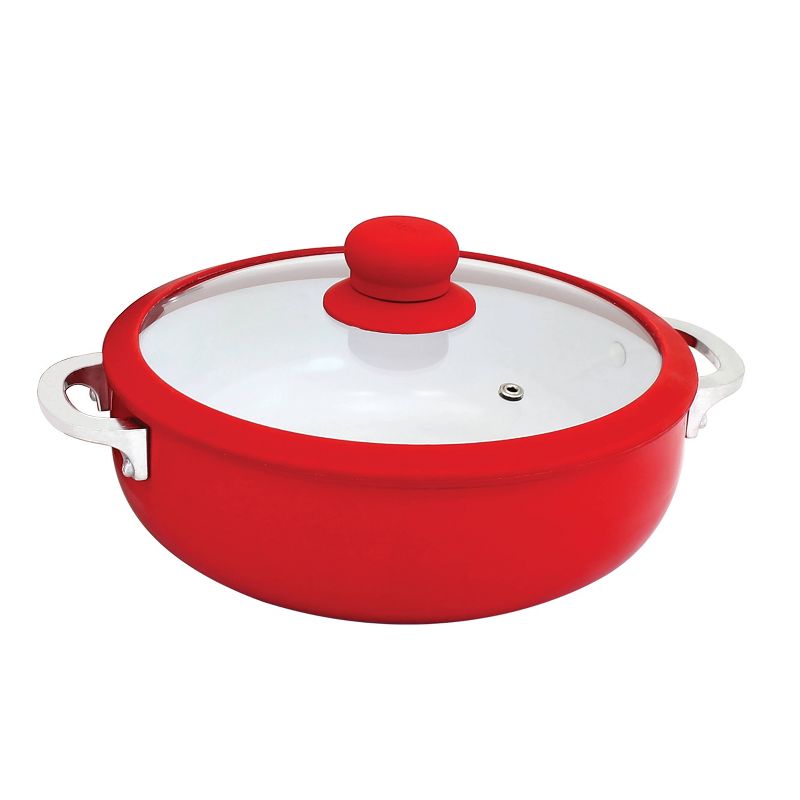 IMUSA 6.9qt Red Ceramic Nonstick Caldero with Glass Lid