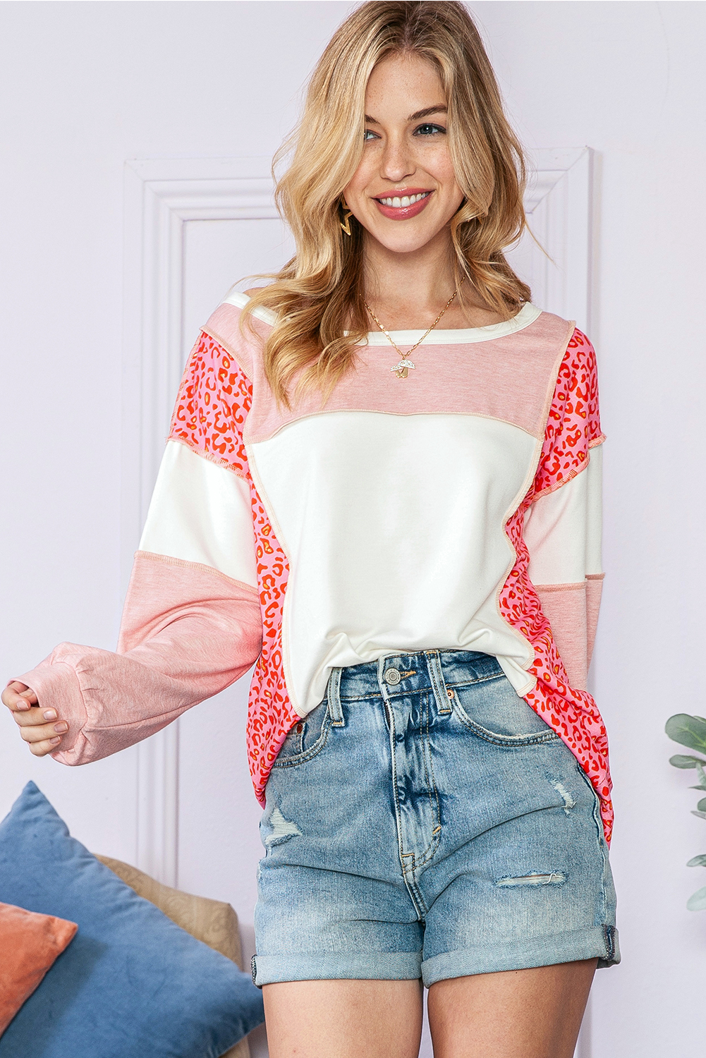 Bohemian Patterned Pullover Long Sleeve Blouse