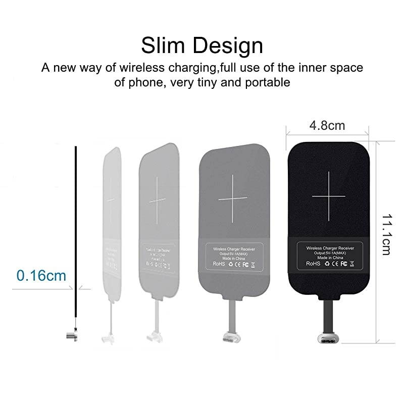 Type C Wireless Charging Receiver 016cm Ultra Thin Magic Tag Wireless Charging Receiver Chip for Google Pixel 2 XL3aGalaxy A8LG V20 OnePlus 7TMoto X4 and Other Type C Phones