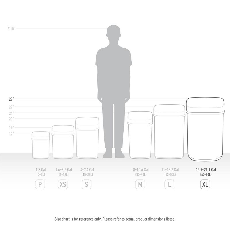 Nine Stars 18.5gal Motion Sensor D-Shape Stainless Steel Recycling Trash Can