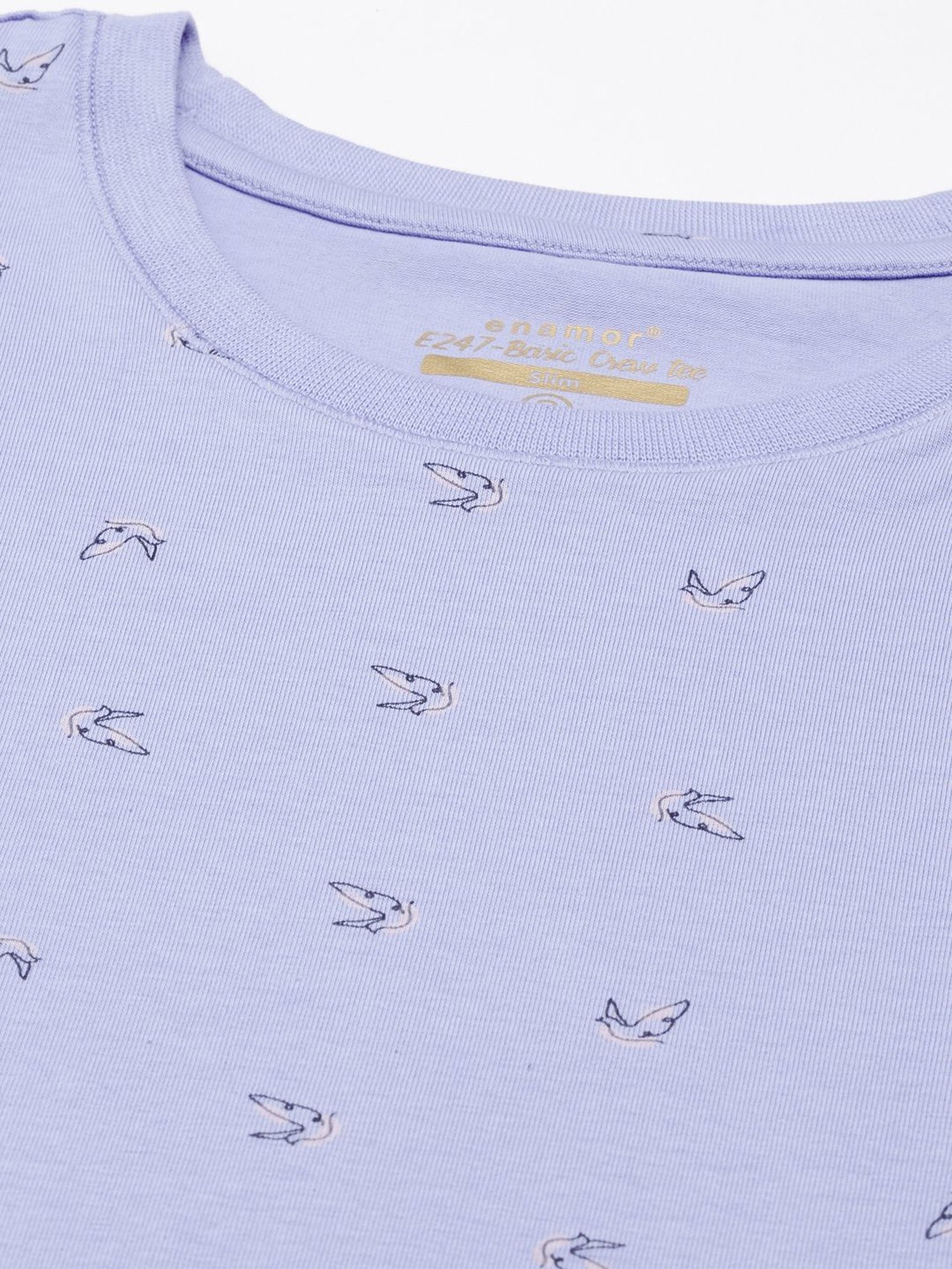 Enamor Purple Cotton Printed T-Shirt