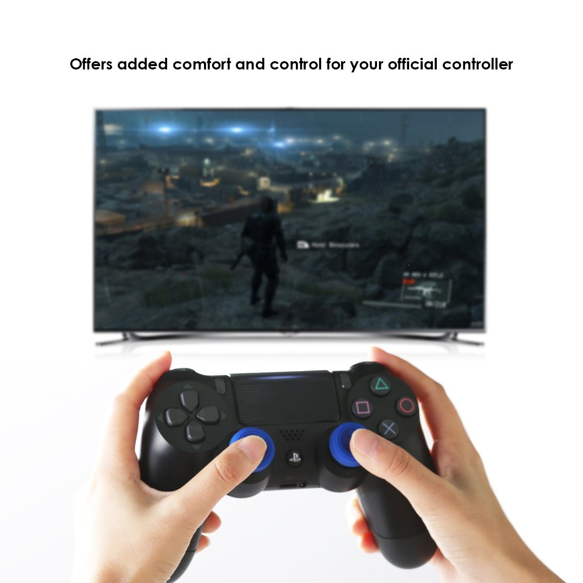 GameSir PS4 Controller Thumb Grips, Analog Stick Covers Skins for PS4/Slim/Pro Controller, Best Caps for PS4 Gaming Gamepad - Blue