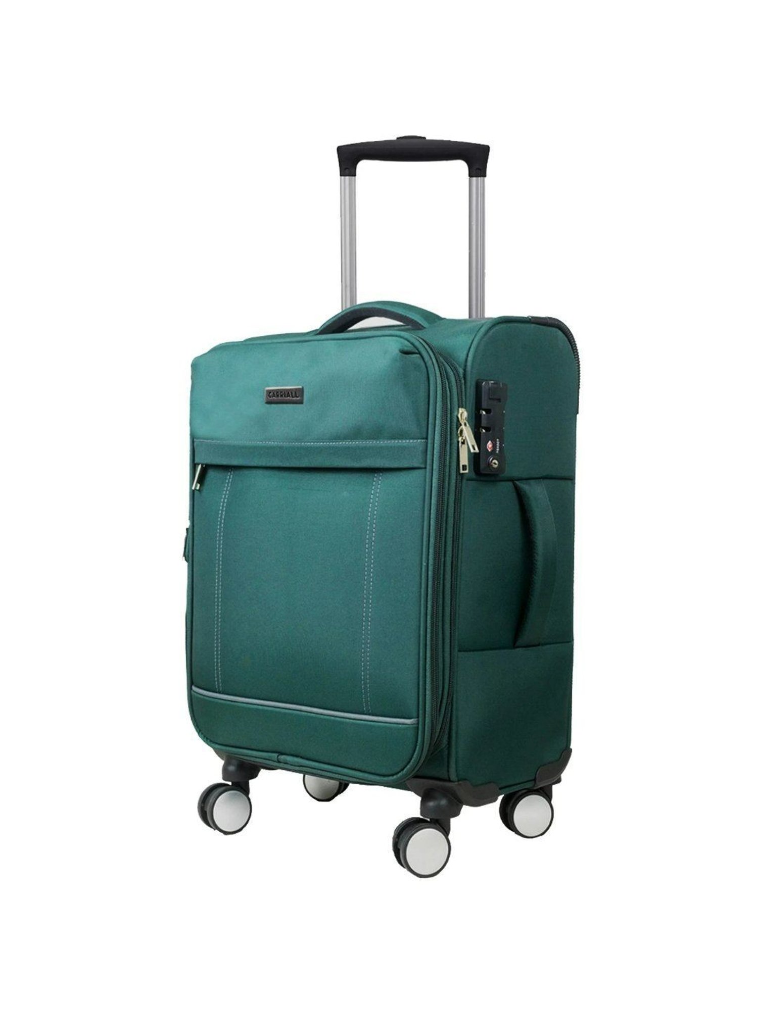 Carriall Green 4 Wheel Small Soft Cabin Trolley - 49.5 cm