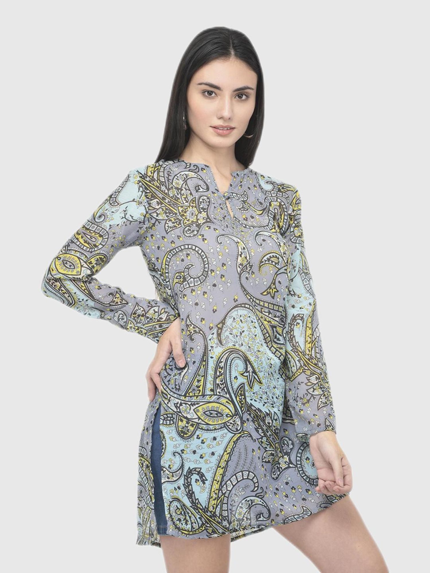 Aditi Wasan Grey Printed Kurti