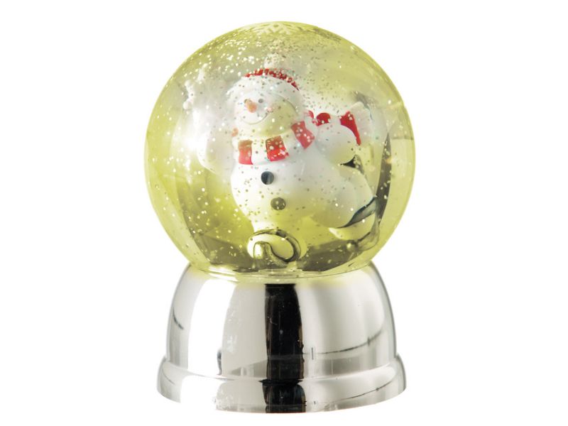 Ganz 6" LED Lighted Rotating Ice Skating Snowman Shimmering Christmas Snow Globe