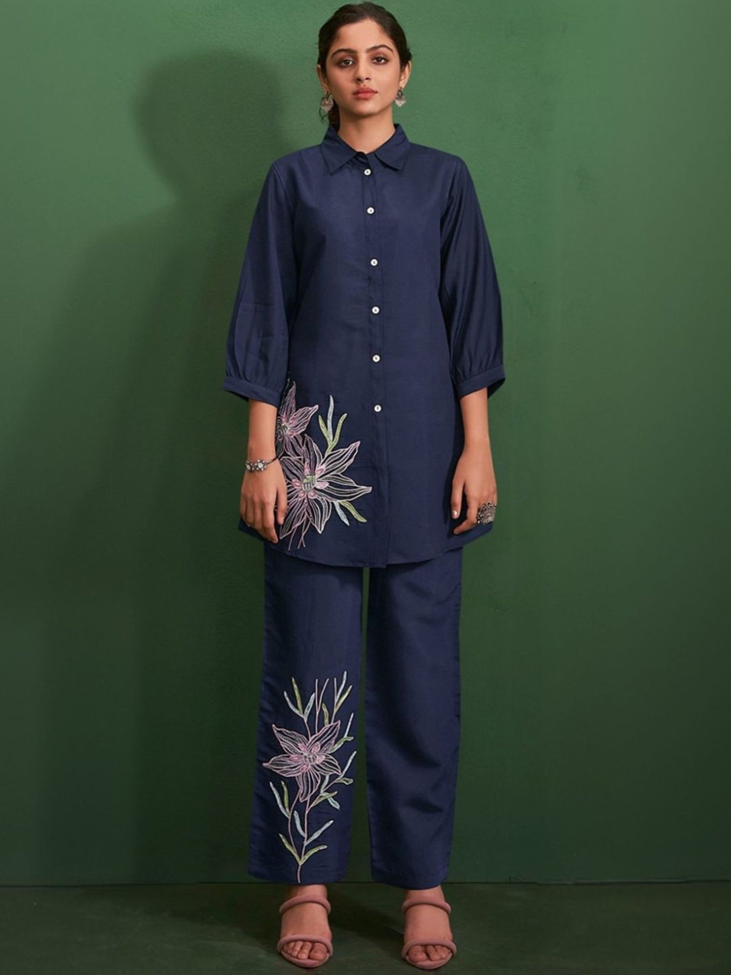 Autumnlane Navy Blue Akaay Navy Tunic with Pant Co-ord Set