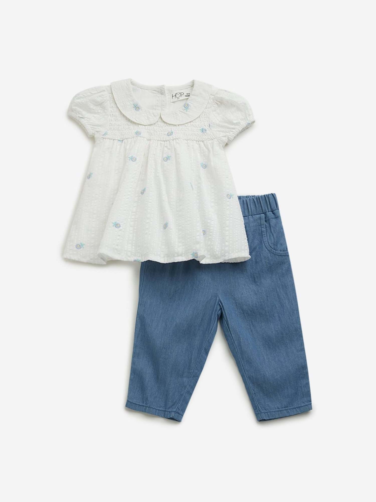 HOP Baby by Westside White Top and Jeans Set