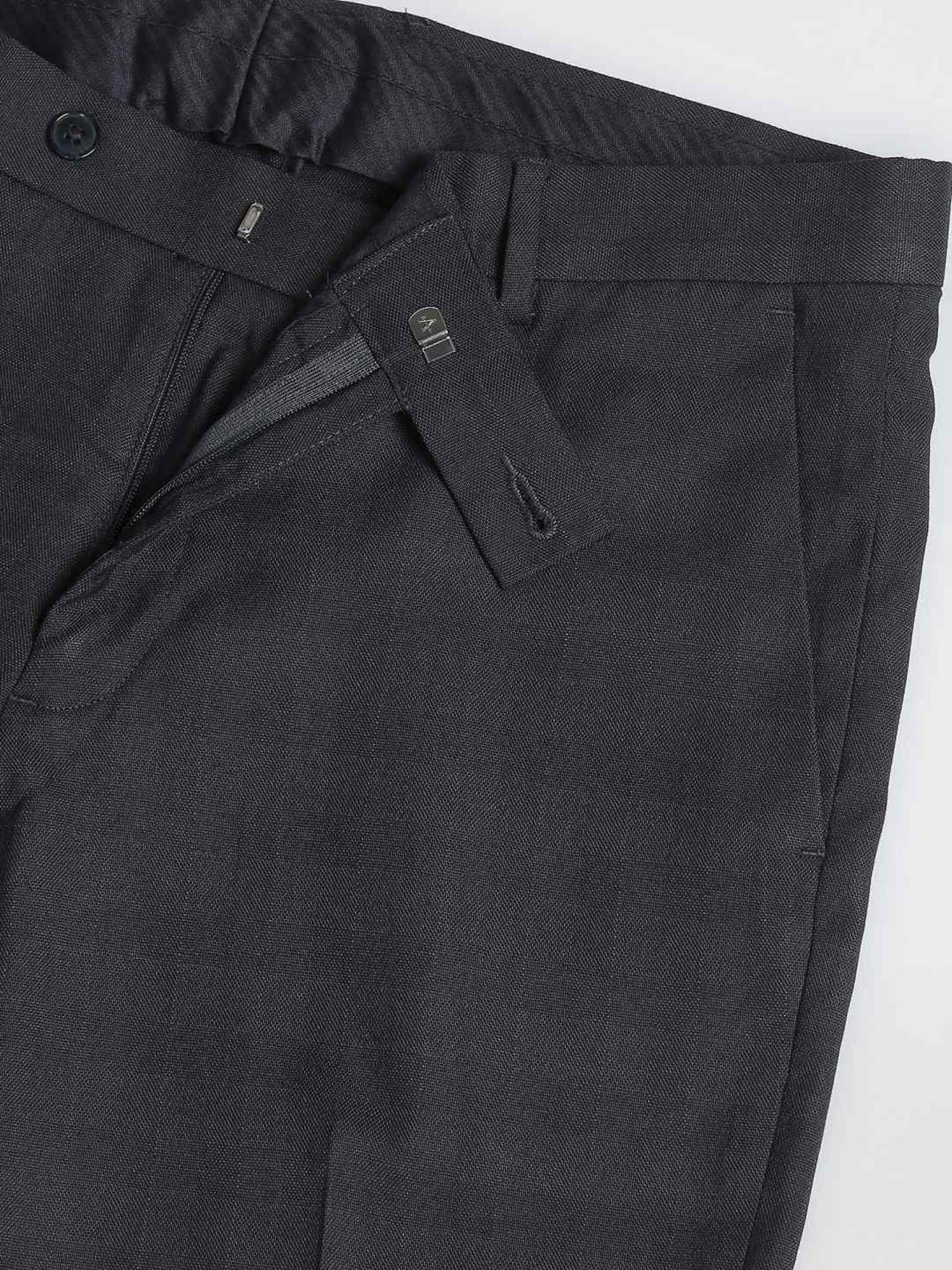 Arrow Navy Regular Fit Checks Trousers