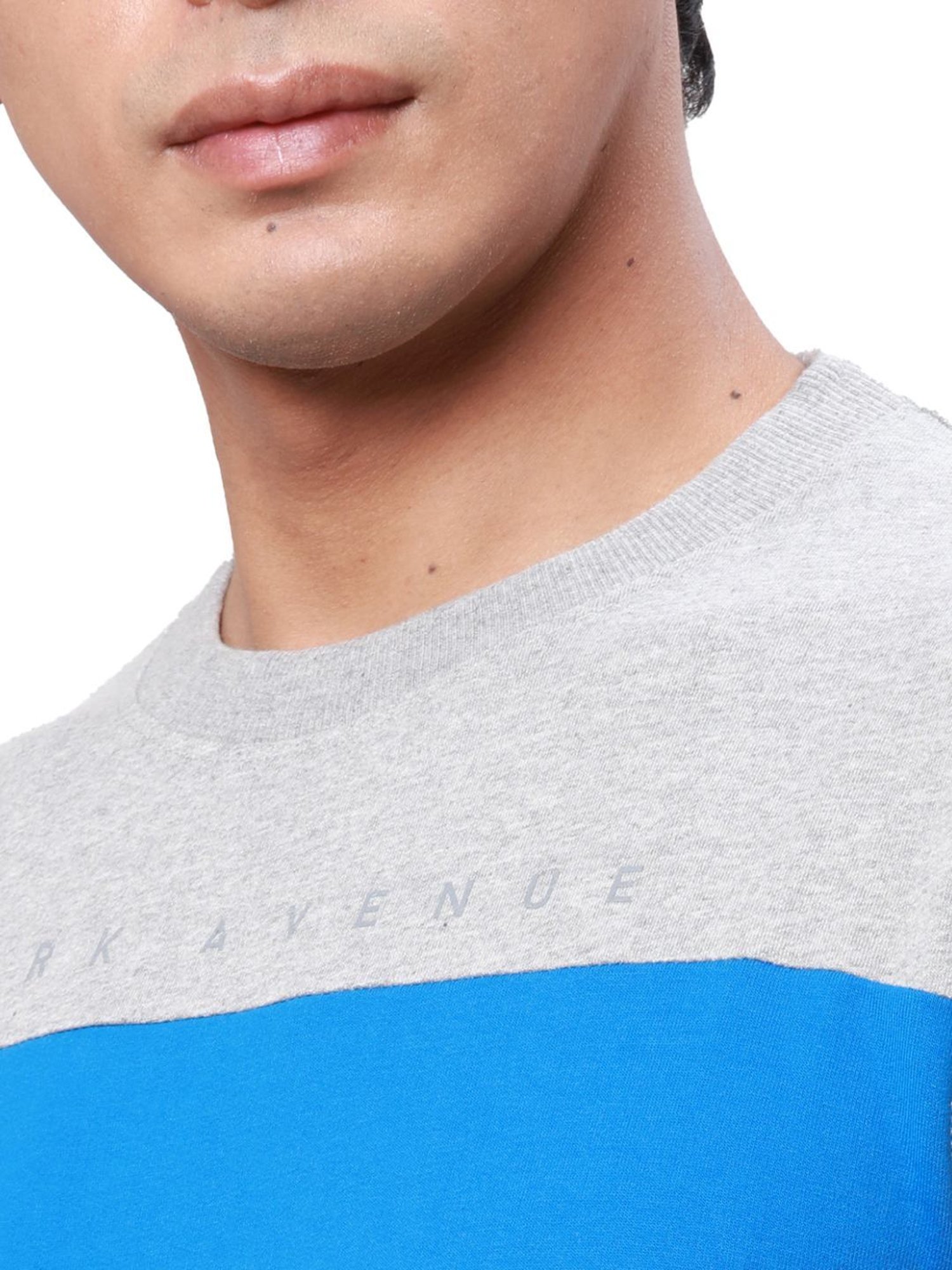 Park Avenue Blue Slim Fit Colour Block Sweatshirt
