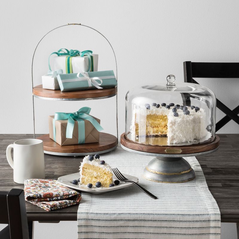 Wood & Metal Covered Cake Stand - Hearth & Hand™ with Magnolia