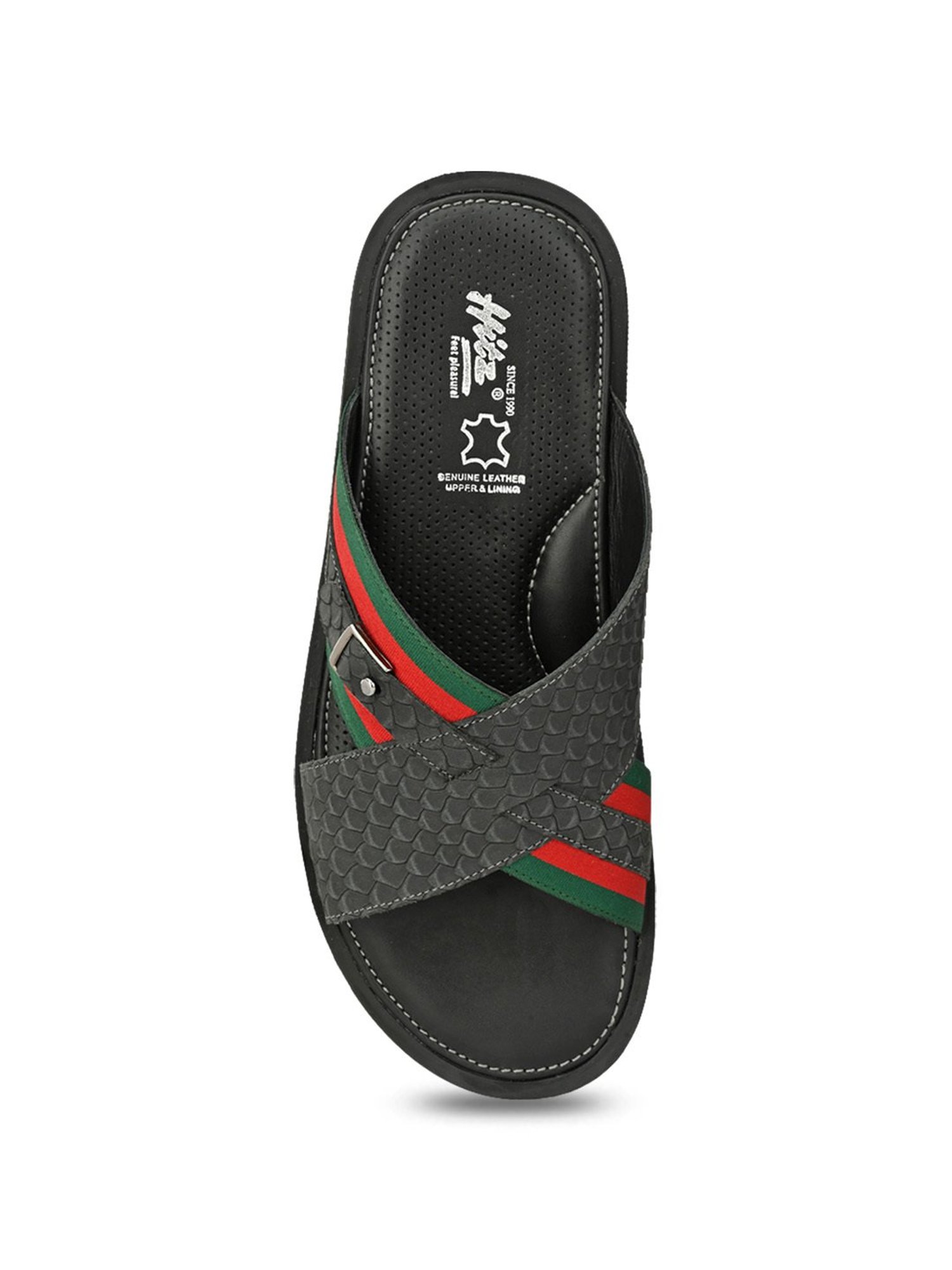 Hitz Men's Grey Cross Strap Sandals