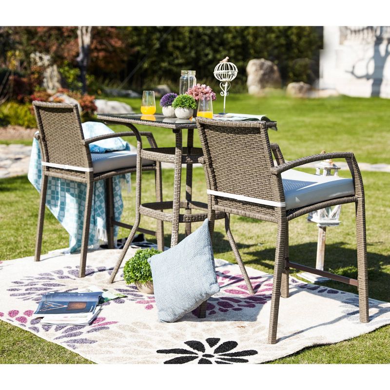 3pc Patio Bar Set Cream - Patio Festival