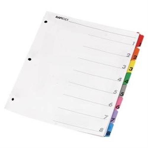 Index Dividers W/Table Of Contents, 1-8, 8 Tab, 24/ST,Multi