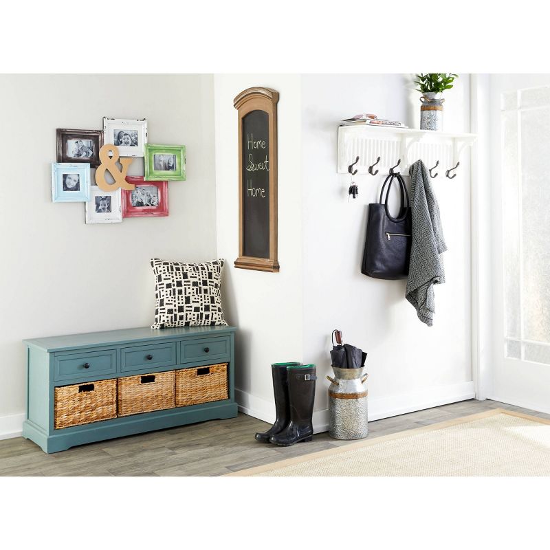 Wood Cabinet with Wicker Storage Basket Drawers Blue - Olivia & May
