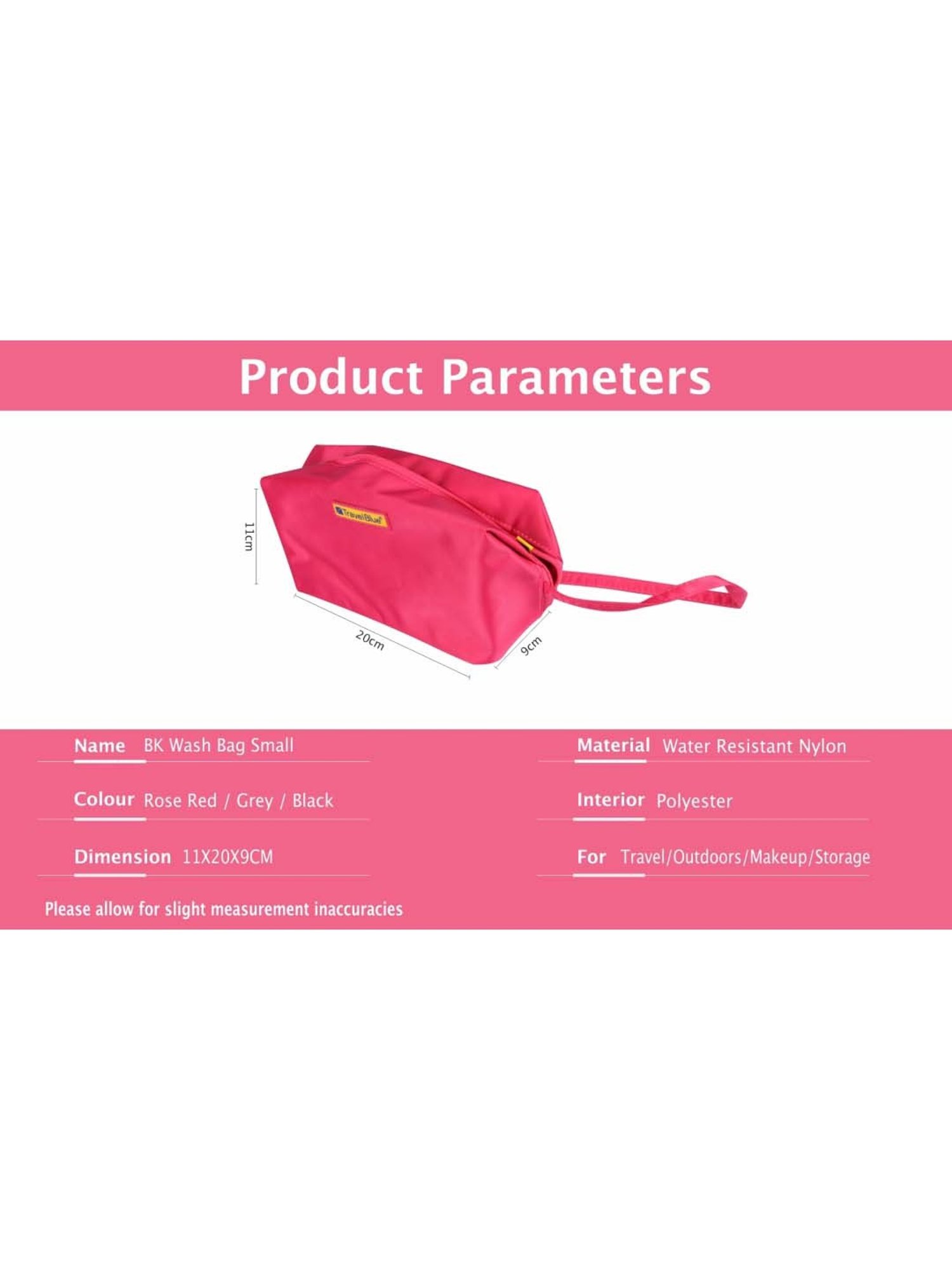 Travel Blue Pink Solid Pouch