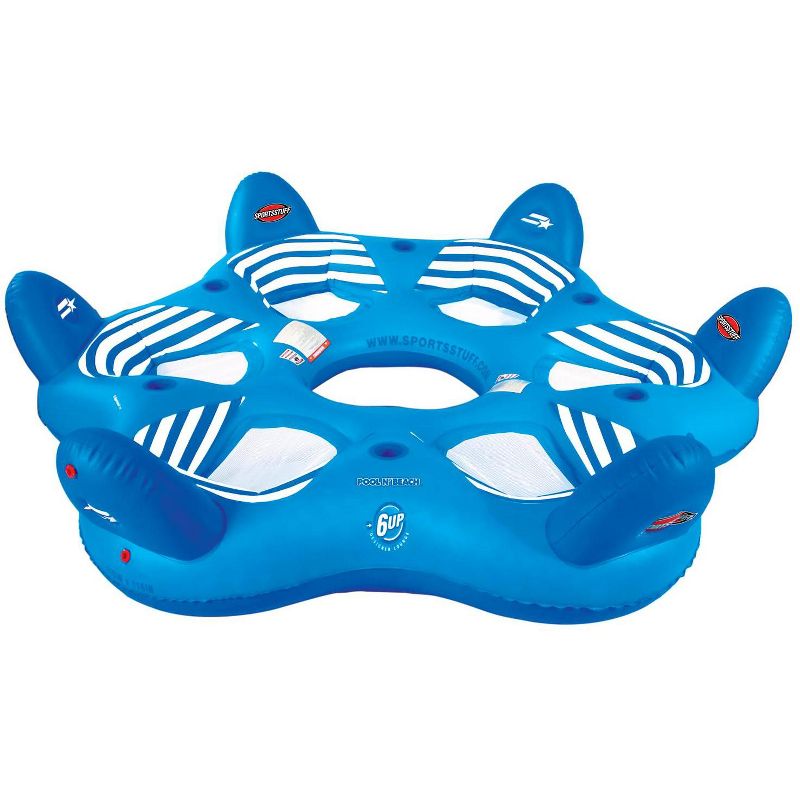 Sportsstuff Pool N' Beach 6 Person 6UP Inflatable Lake Lounger Float Raft, Blue
